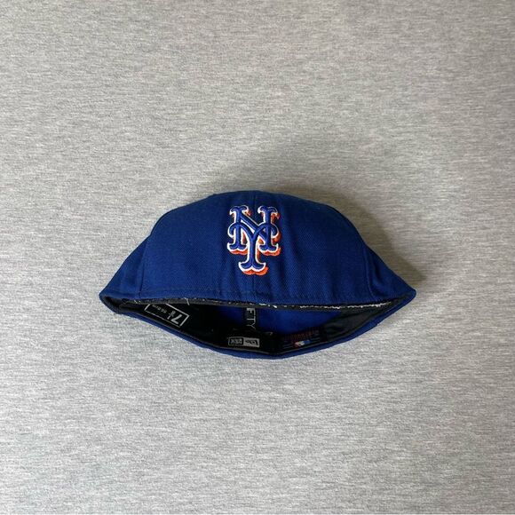 New York Mets  Royal Blue New Era Fitted Hat - Cut Brim - Picture 2 of 9